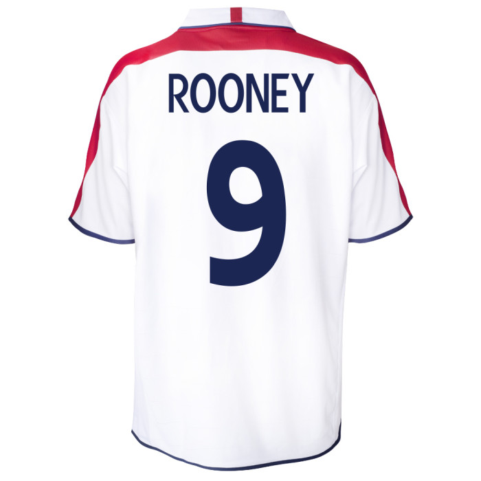 England 2004 No 9 Rooney  Retro Football Shirt